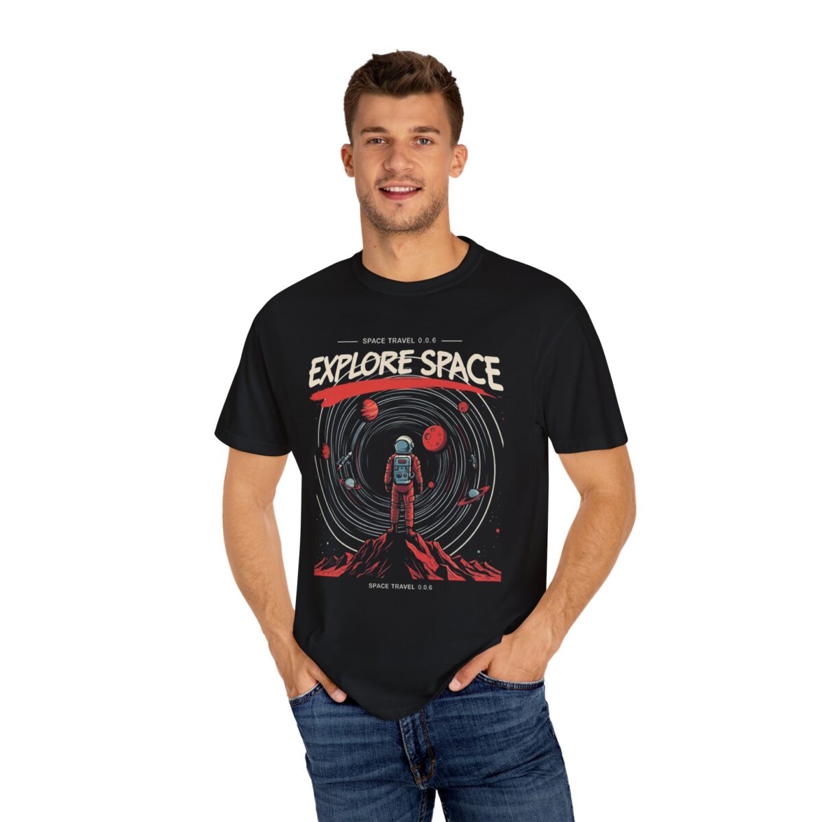 Explore Space Unisex Garment-Dyed T-Shirt | Adventure & Travel Theme - Image 12