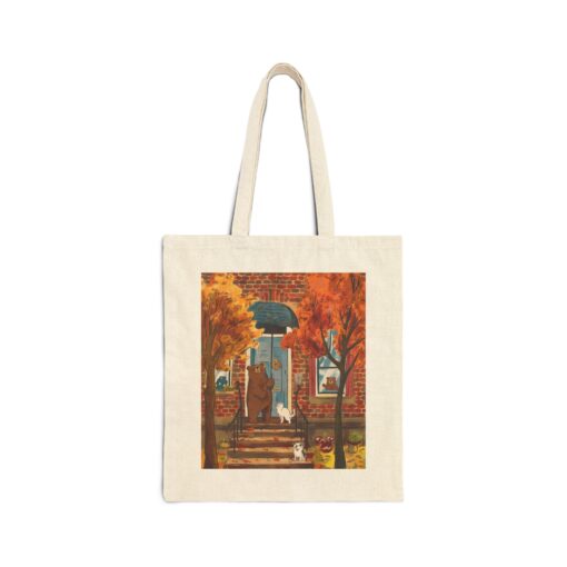 Autumn Gathering at Bear's Door Cotton Canvas Tote Bag
