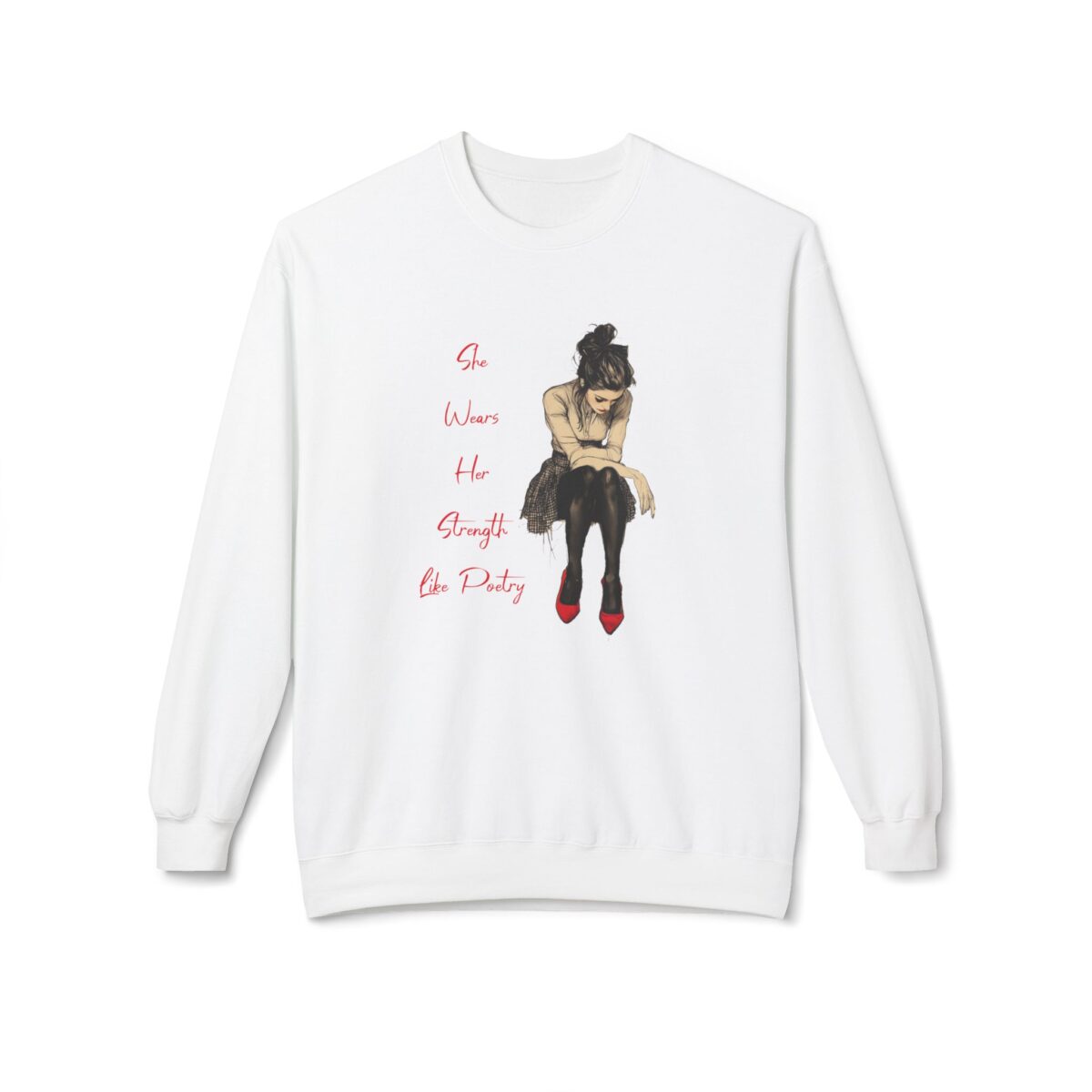 She Wears Her Strength Like Poetry Unisex Midweight Softstyle Fleece Crewneck Sweatshirt