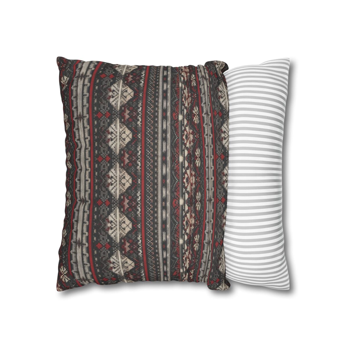 Nordic Knit Pattern Faux Suede Square Pillowcase - Image 6