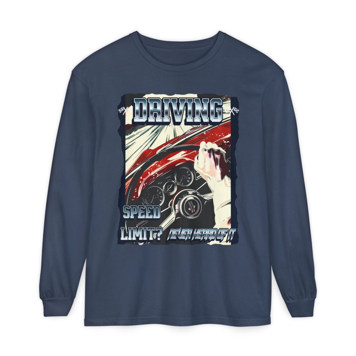 Driving Unisex Garment-dyed Long Sleeve T-Shirt