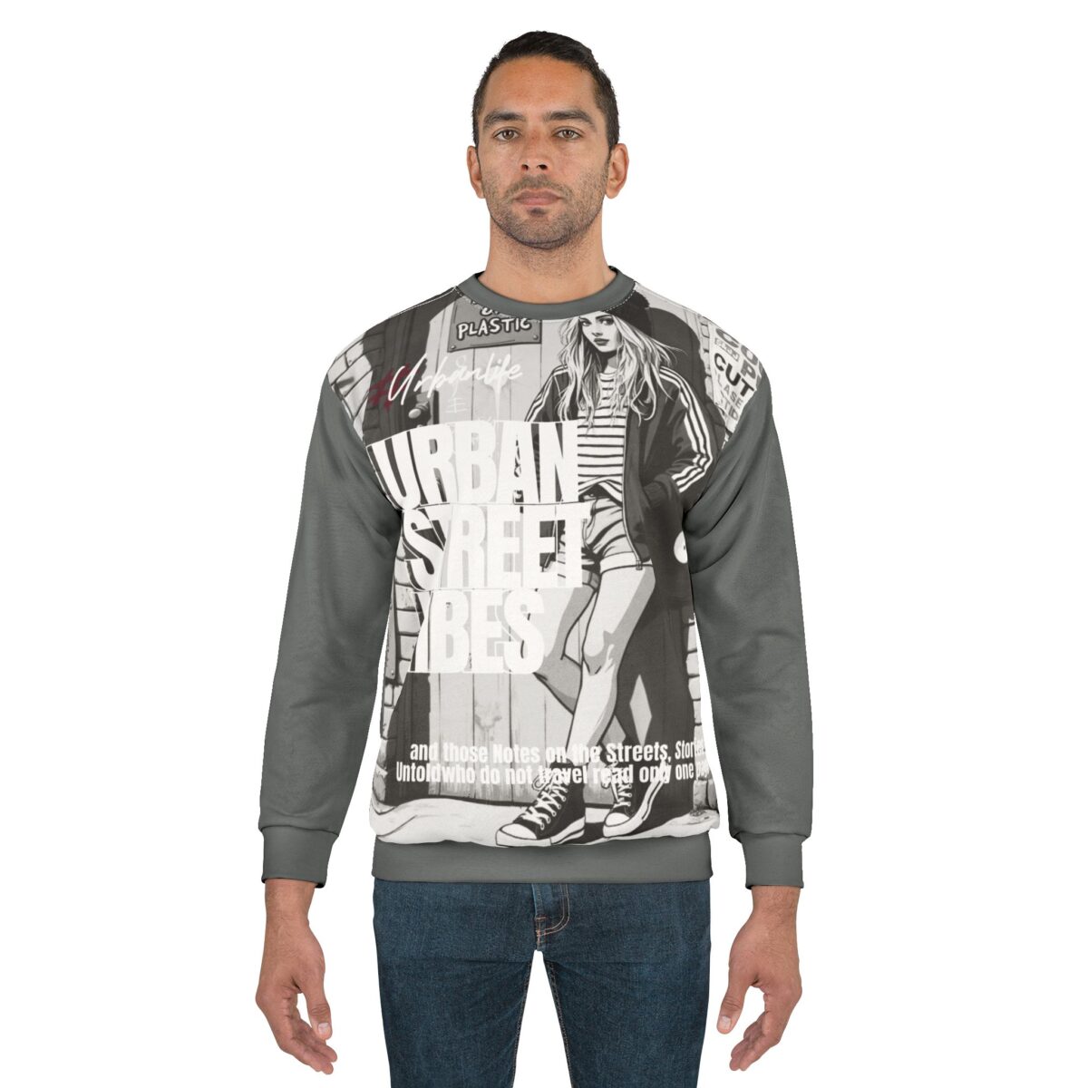 Urban street vibes Unisex Sweatshirt (AOP) - Image 3