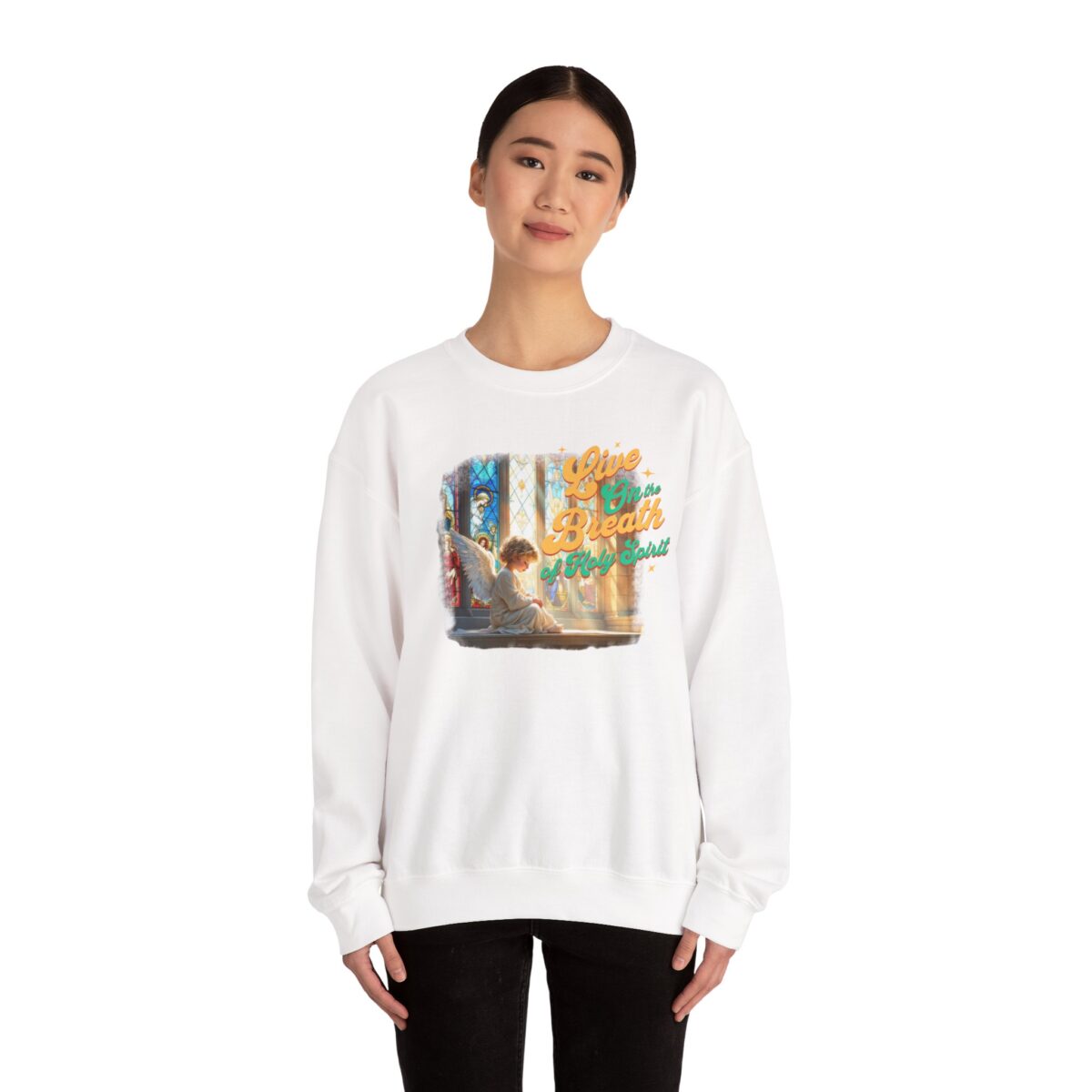 Live on the breath of the Holy Spirit Unisex Heavy Blend™ Crewneck Sweatshirt - Image 4
