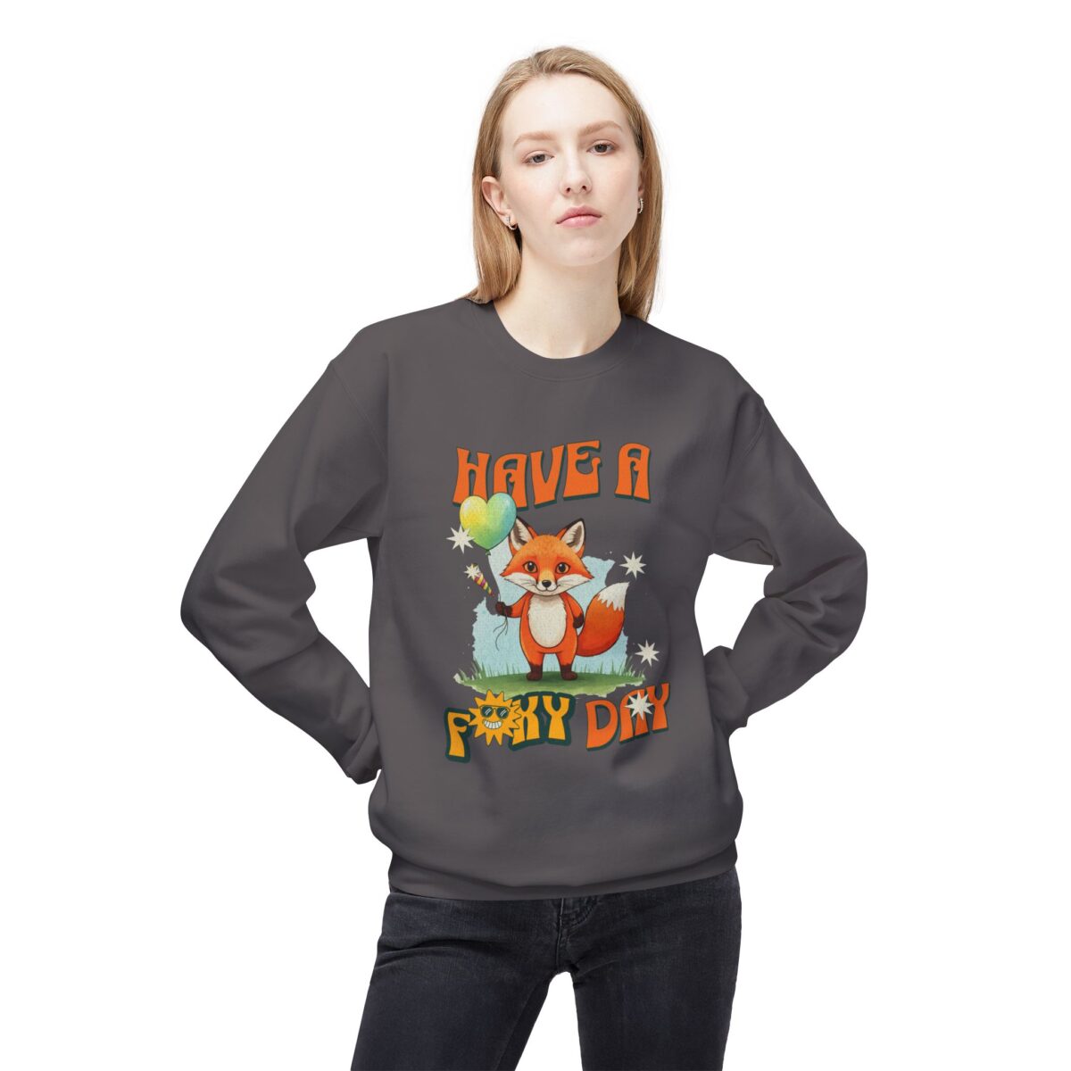 Have a foxy day! Unisex Midweight Softstyle Fleece Crewneck Sweatshirt - Image 23