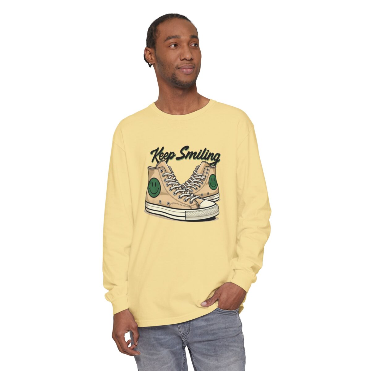 Copy of Keep smiling Unisex Garment-dyed Long Sleeve T-Shirt - Image 15