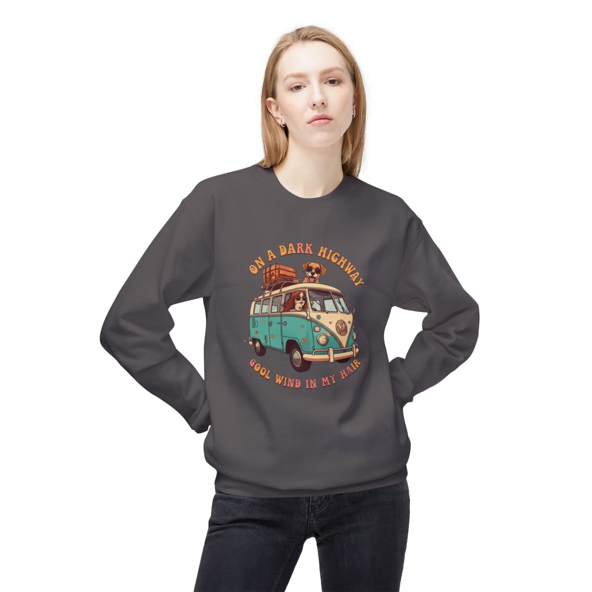 On a dark highway Unisex Midweight Softstyle Fleece Crewneck Sweatshirt - Image 15