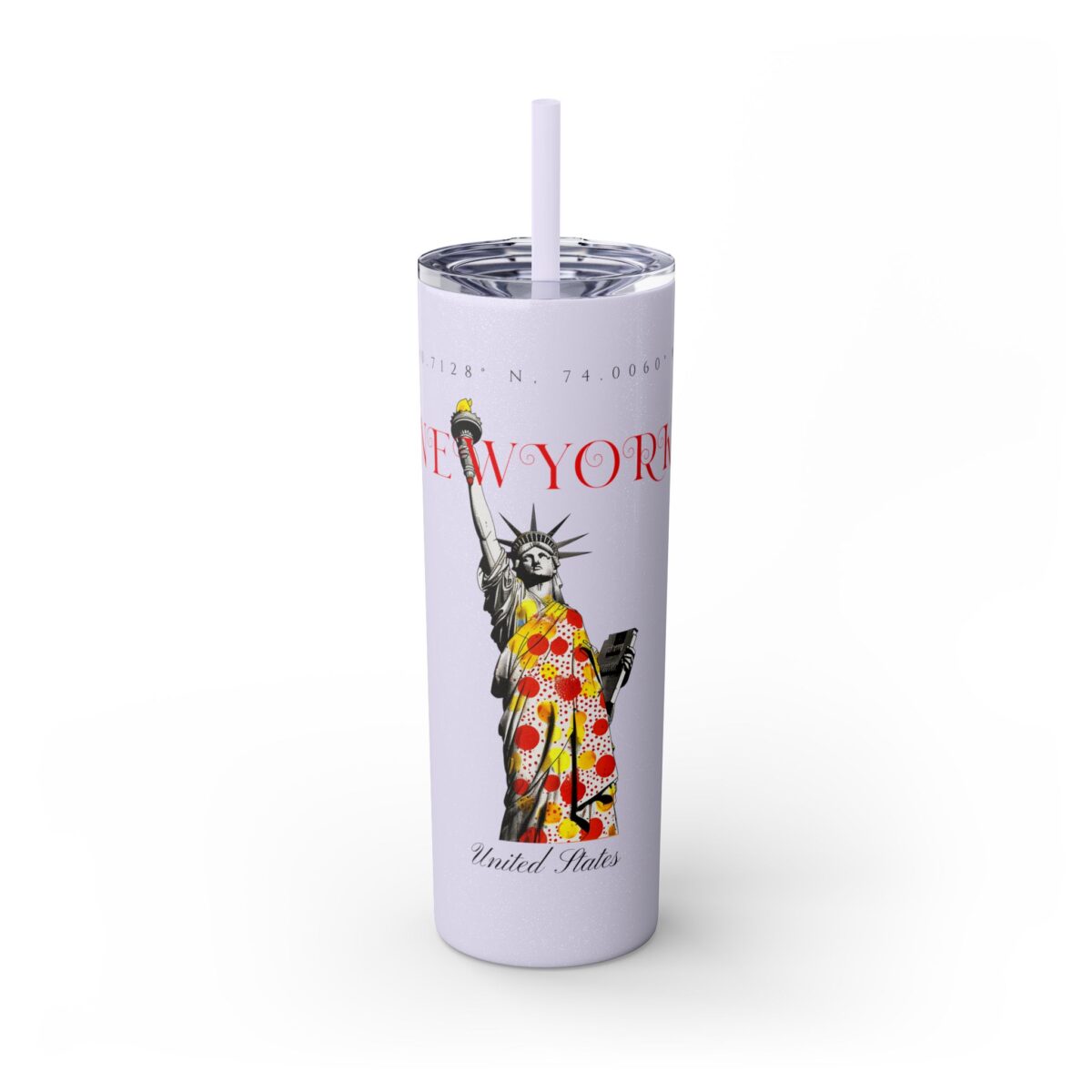 New York Glitter Skinny Tumbler with Straw, 20oz - Image 13
