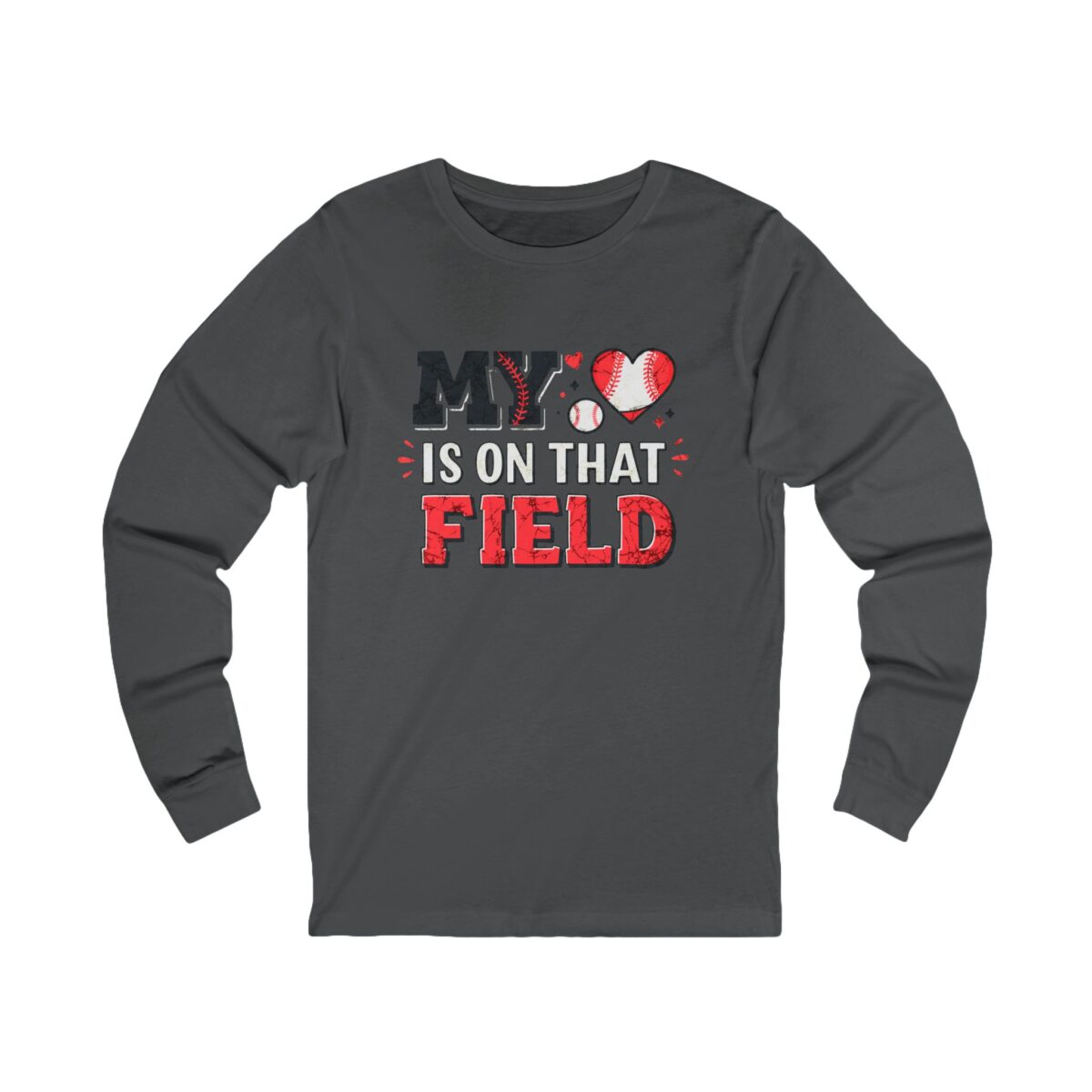 Sporty Unisex Long Sleeve Tee - 'My Heart is on That Field' - Image 7