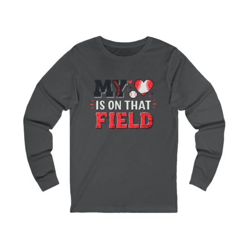 Sporty Unisex Long Sleeve Tee - 'My Heart is on That Field' - Image 7