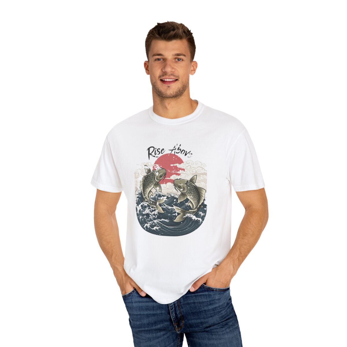 Rise above Unisex Garment-Dyed T-shirt - Image 4