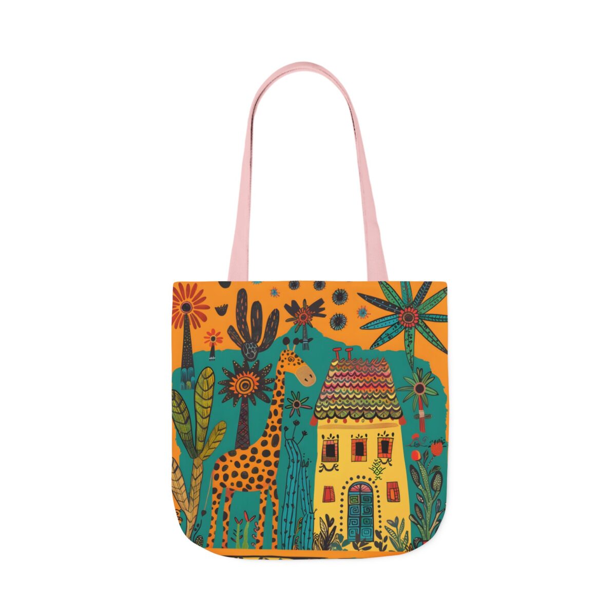The giraffe that lives in my house Canvas Tote Bag, 5-Color Straps - Image 45