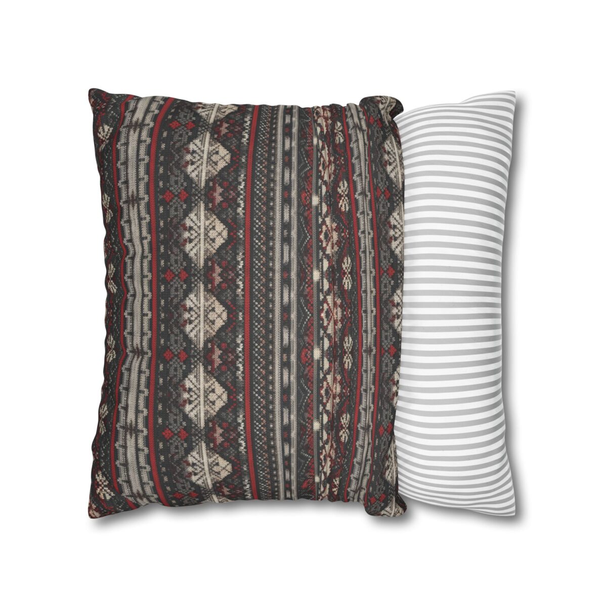 Nordic Knit Pattern Faux Suede Square Pillowcase - Image 10