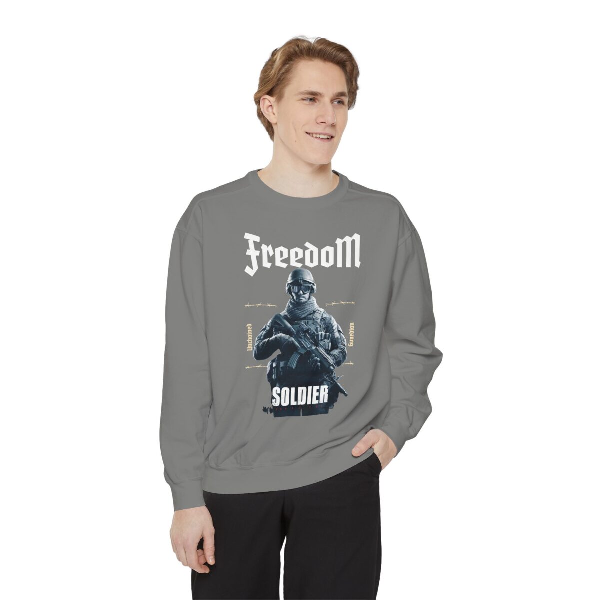 Freedom Soldier Unisex Garment-Dyed Sweatshirt - Image 7
