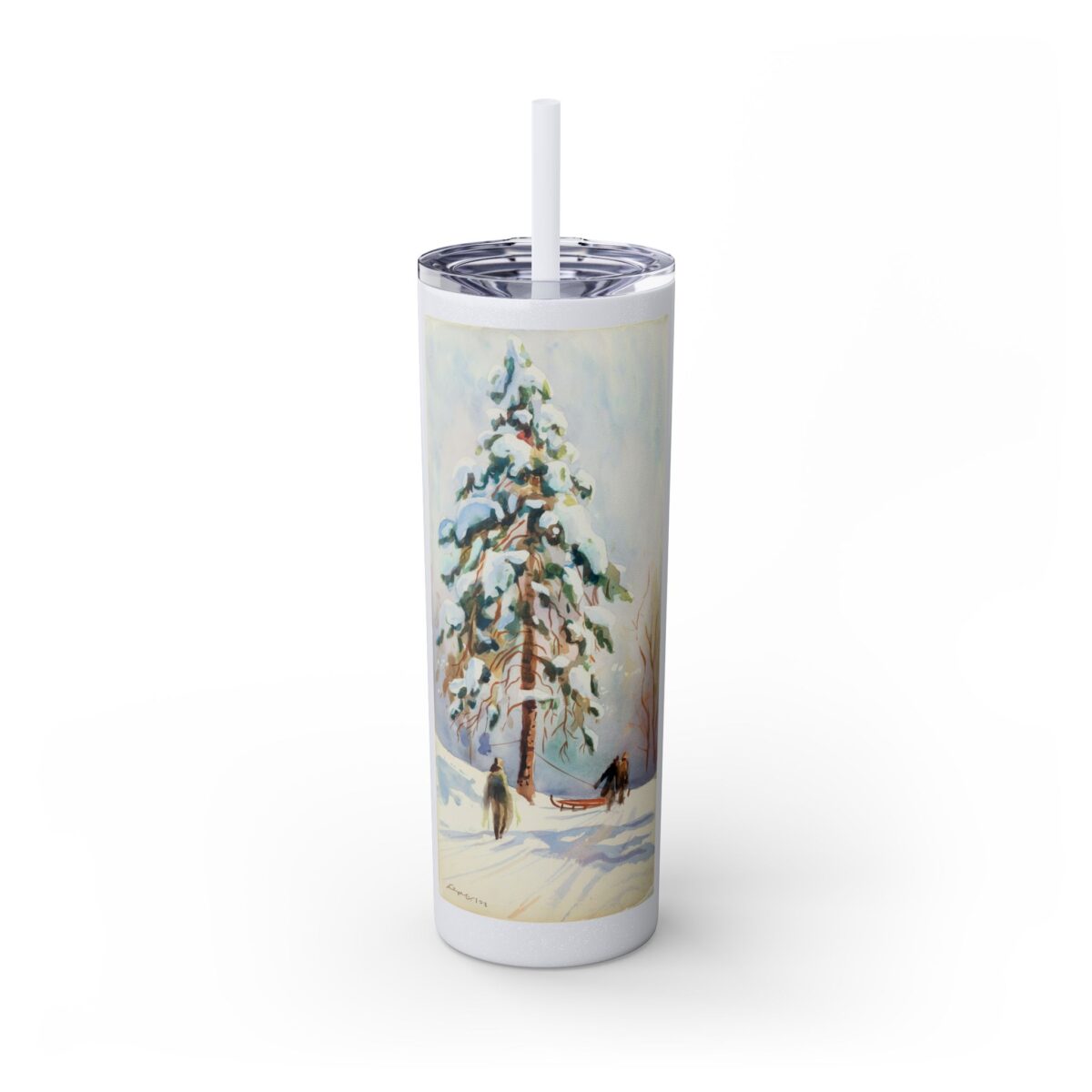A tall pine tree Skinny Tumbler with Straw, 20oz - Image 13