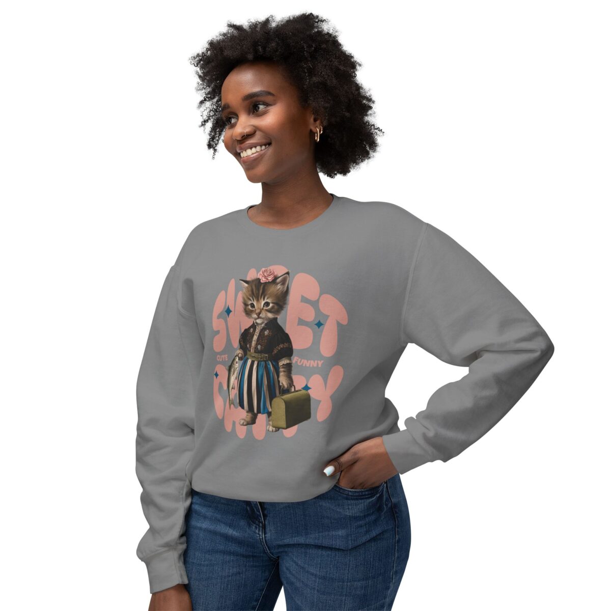 Sweet Catty Unisex Lightweight Crewneck Sweatshirt - Image 23