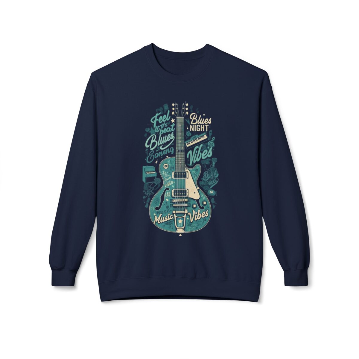 Blues night Unisex Midweight Softstyle Fleece Crewneck Sweatshirt