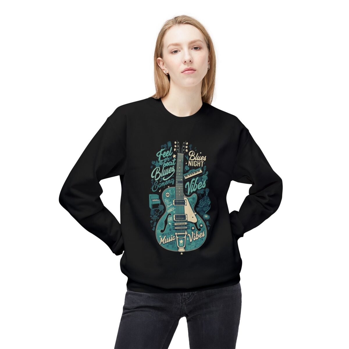 Blues night Unisex Midweight Softstyle Fleece Crewneck Sweatshirt - Image 11