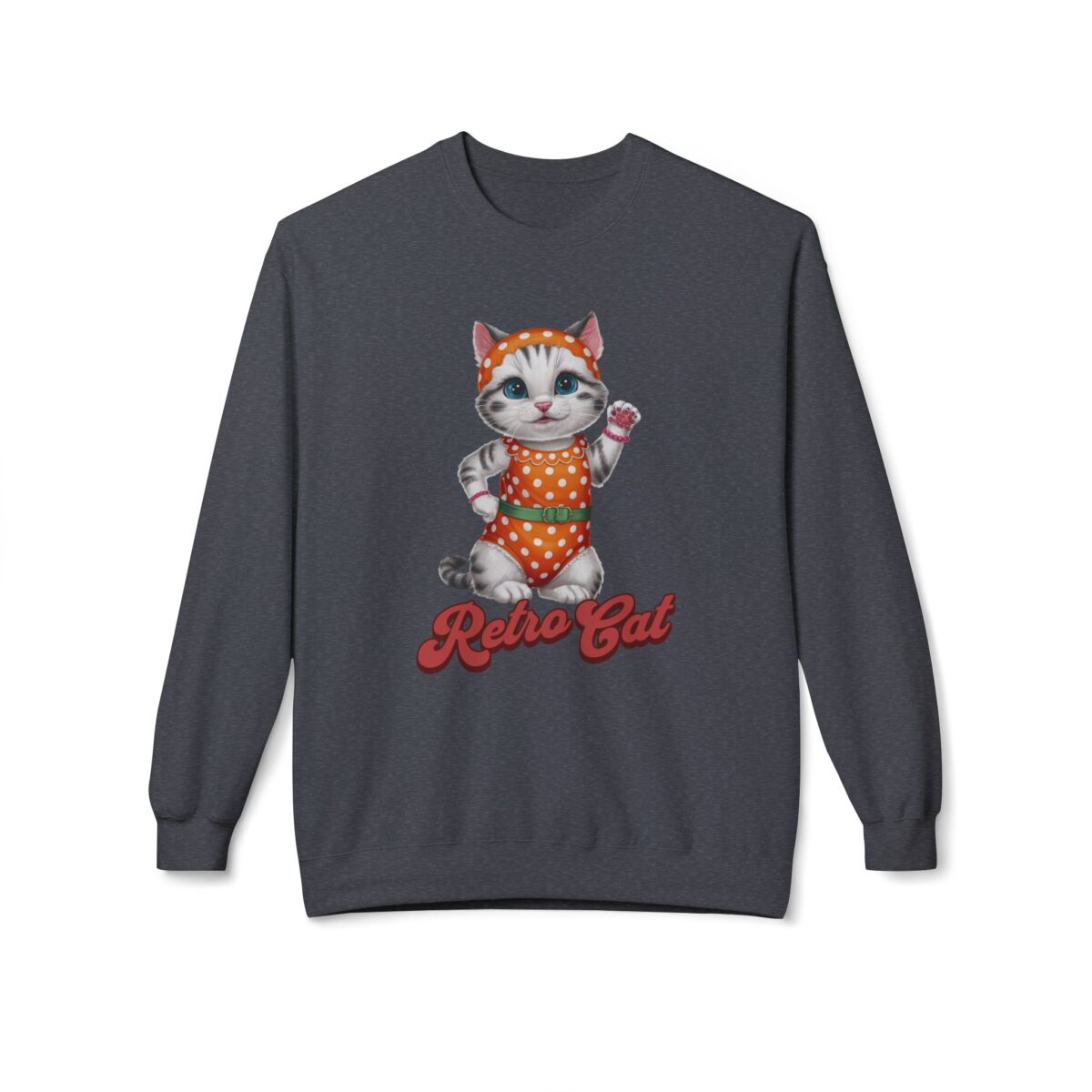 Retro Cat Unisex Midweight Softstyle Fleece Crewneck Sweatshirt - Image 25