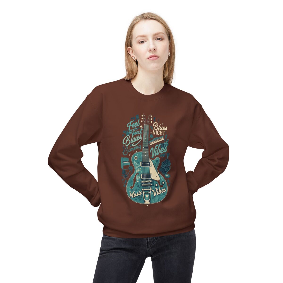 Blues night Unisex Midweight Softstyle Fleece Crewneck Sweatshirt - Image 7
