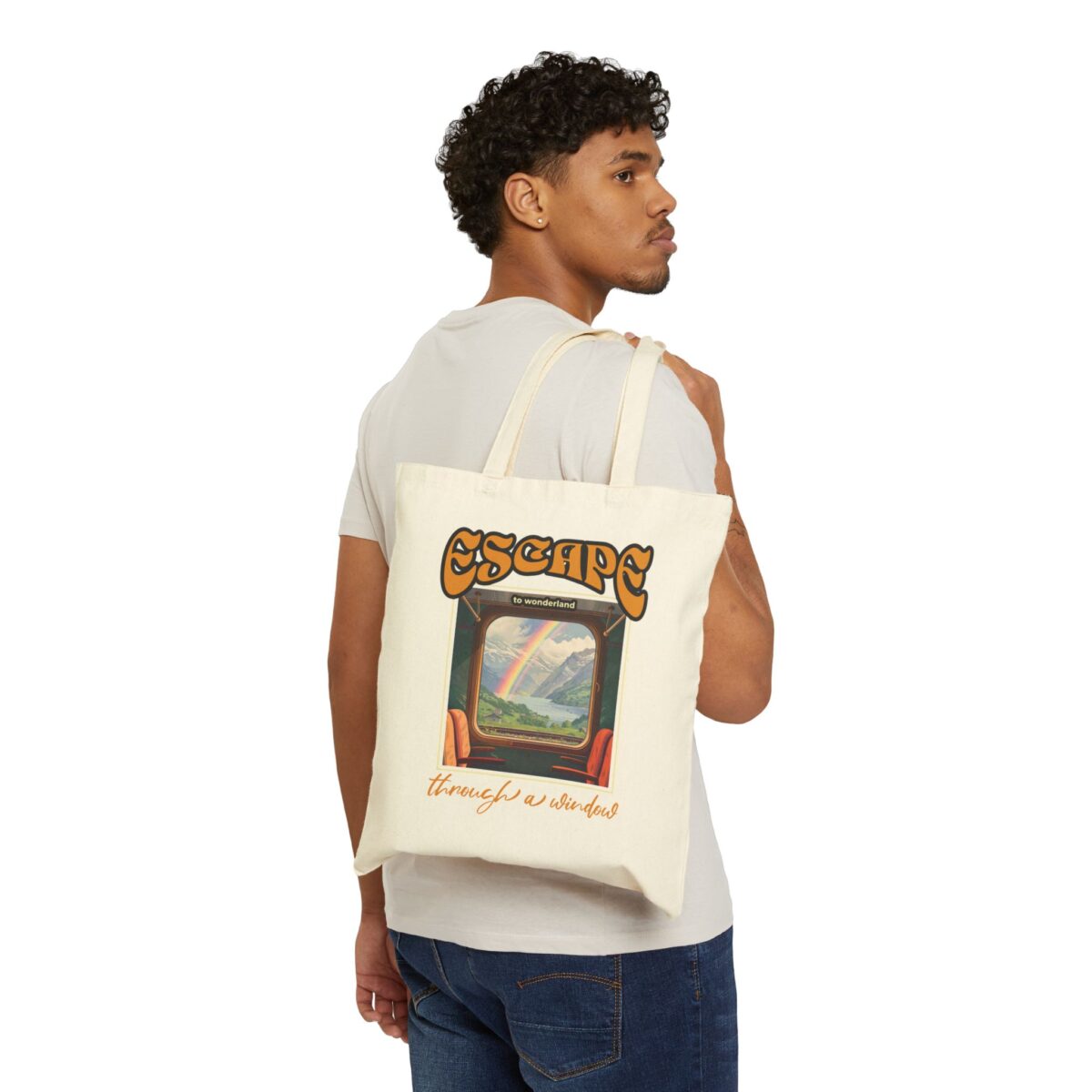 To wonderland Cotton Canvas Tote Bag - Image 3