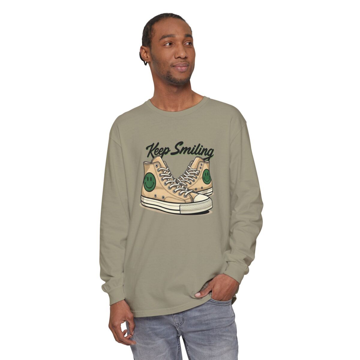 Copy of Keep smiling Unisex Garment-dyed Long Sleeve T-Shirt - Image 19