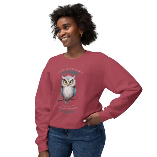 Quirky Owl's Message Unisex Lightweight Crewneck Sweatshirt - Image 27