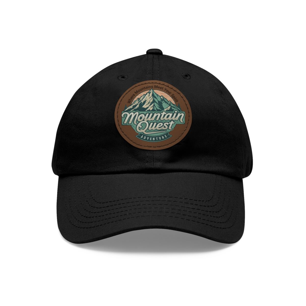 Where Mountains Meet Your Spirit Dad Hat with Leather Patch (Round) - Image 13