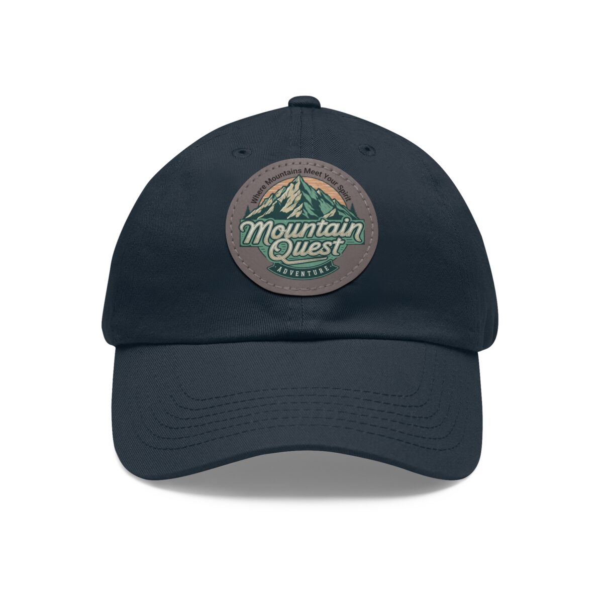 Where Mountains Meet Your Spirit Dad Hat with Leather Patch (Round) - Image 21