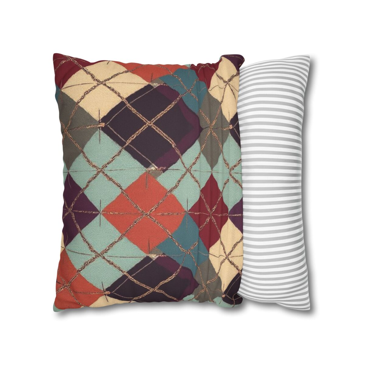 Vintage Harvest Argyle Faux Suede Square Pillowcase - Image 12