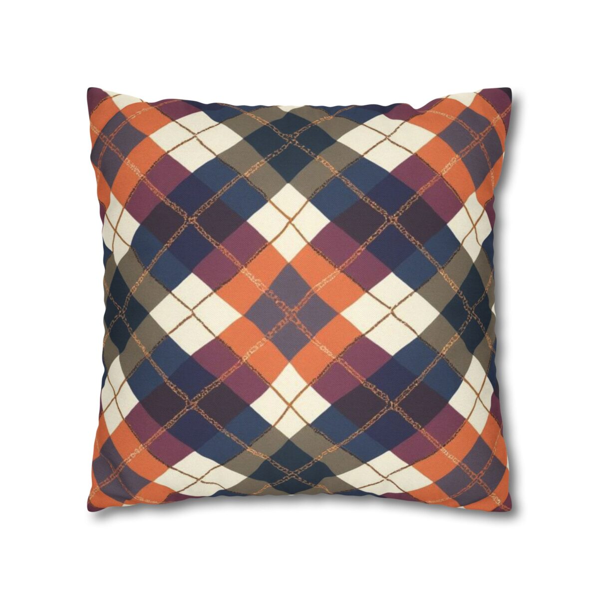 Warm Harvest Argyle Spun Polyester Square Pillowcase - Image 11
