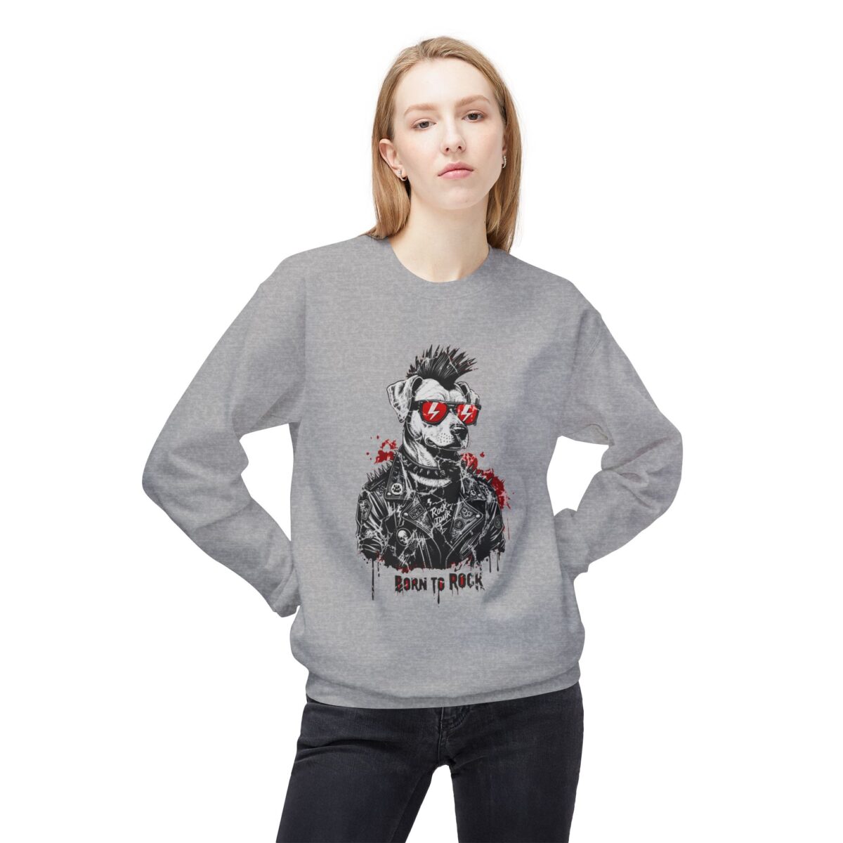Born to rock Unisex Midweight Softstyle Fleece Crewneck Sweatshirt - Image 11