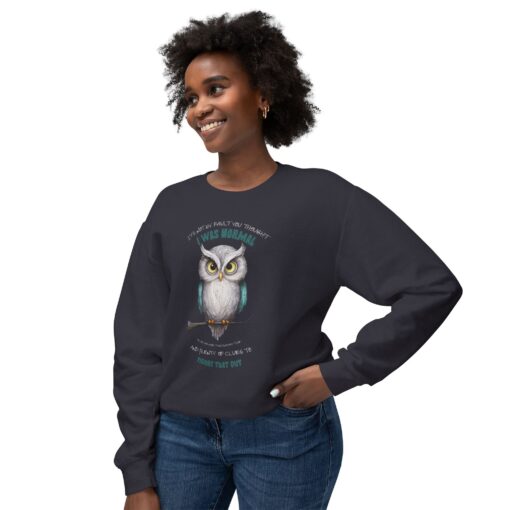 Quirky Owl's Message Unisex Lightweight Crewneck Sweatshirt - Image 23