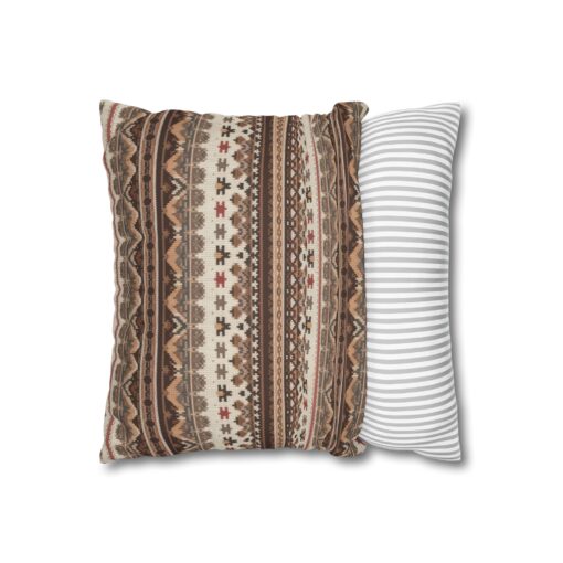 Warm Nordic Knit  Faux Suede Square Pillowcase - Image 4