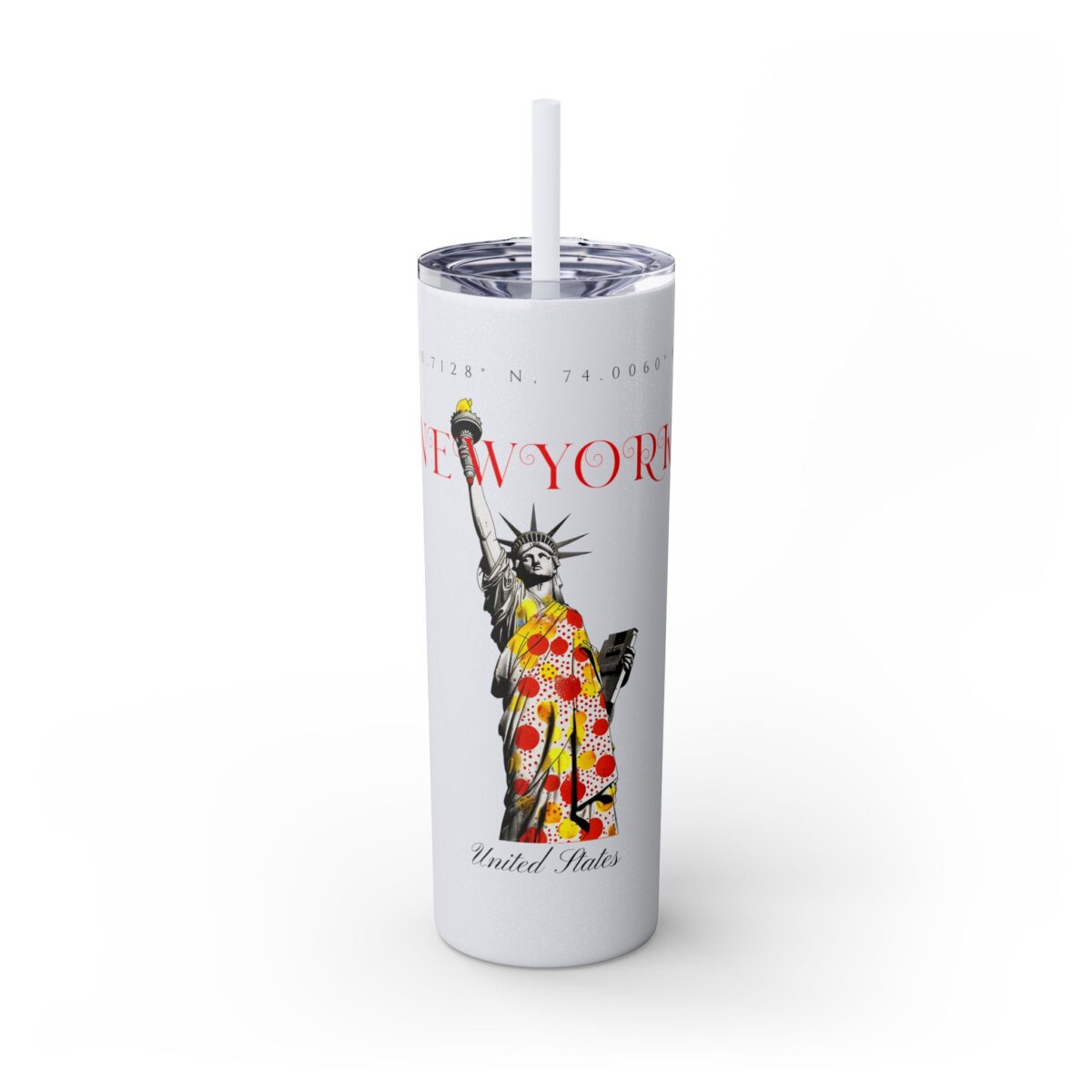 New York Glitter Skinny Tumbler with Straw, 20oz - Image 9