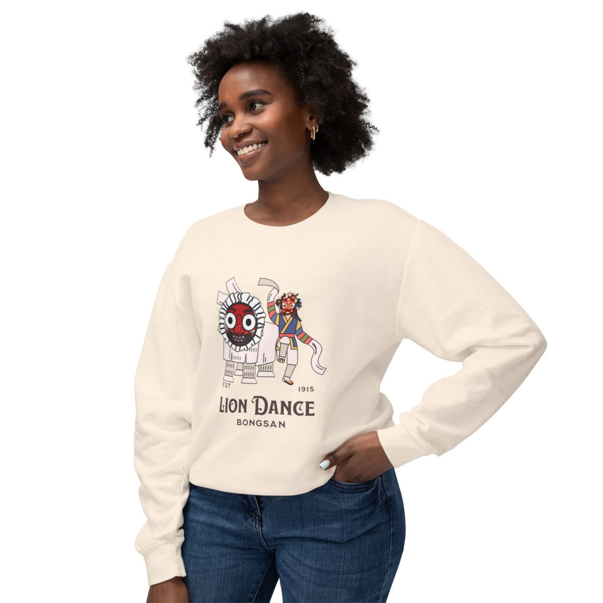 Korean traditional lion dance Unisex Lightweight Crewneck Sweatshirt - Image 7