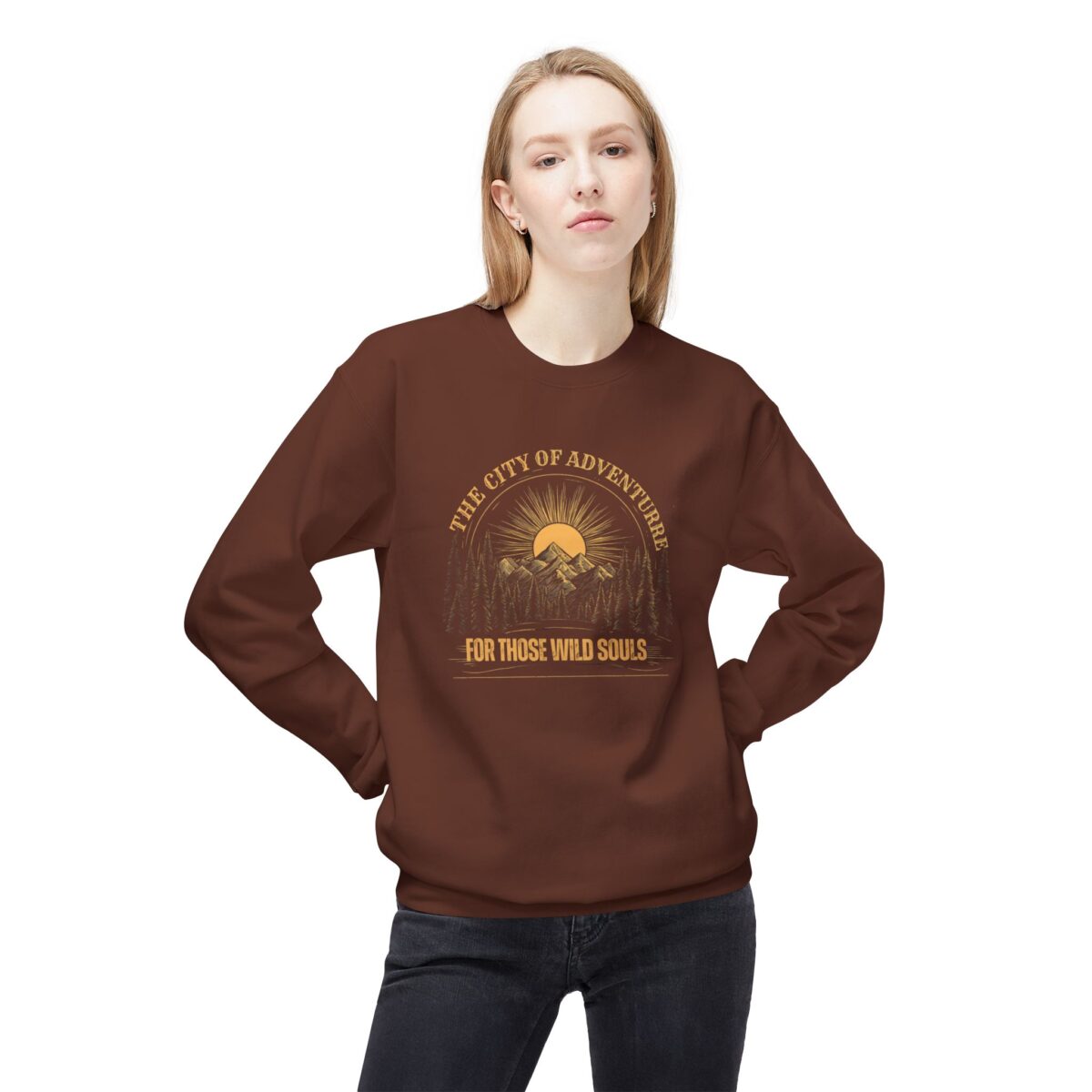 The city of adventure Unisex Midweight Softstyle Fleece Crewneck Sweatshirt - Image 3