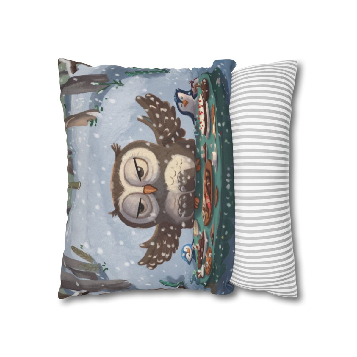 Winter Woodland Feast Spun Polyester Square Pillowcase - Image 8