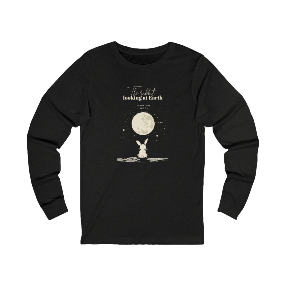 The rabbit looking at Earth from the moon Unisex Jersey Long Sleeve Tee - Image 3