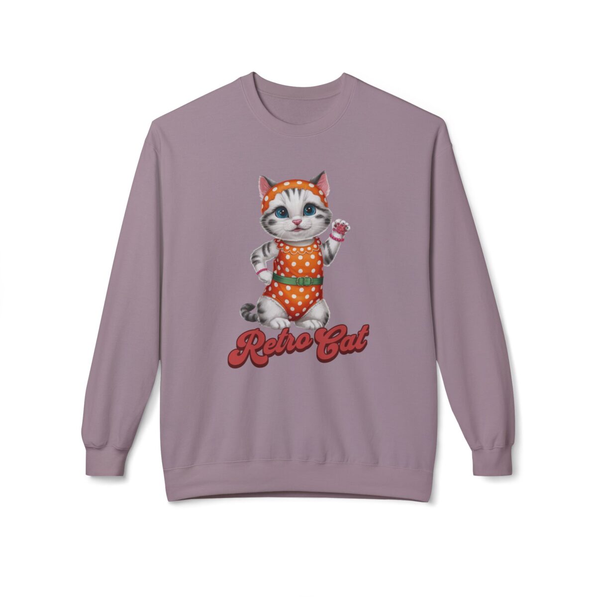 Retro Cat Unisex Midweight Softstyle Fleece Crewneck Sweatshirt