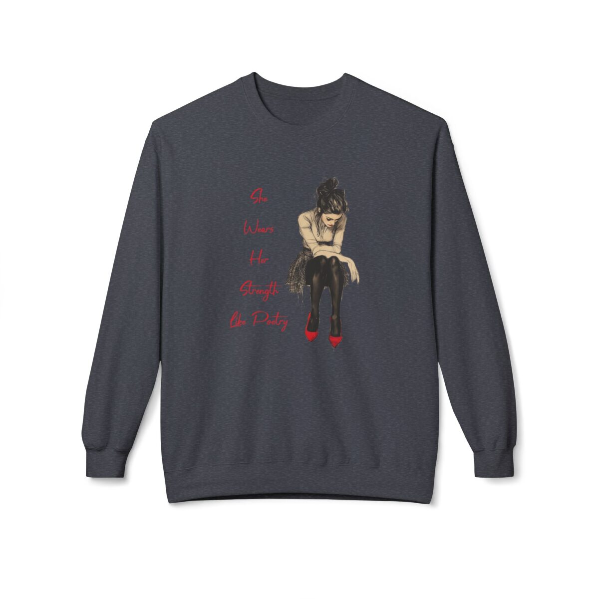 She Wears Her Strength Like Poetry Unisex Midweight Softstyle Fleece Crewneck Sweatshirt - Image 17