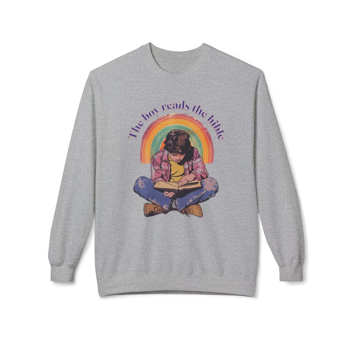 The boy reads the bible Unisex Midweight Softstyle Fleece Crewneck Sweatshirt - Image 9