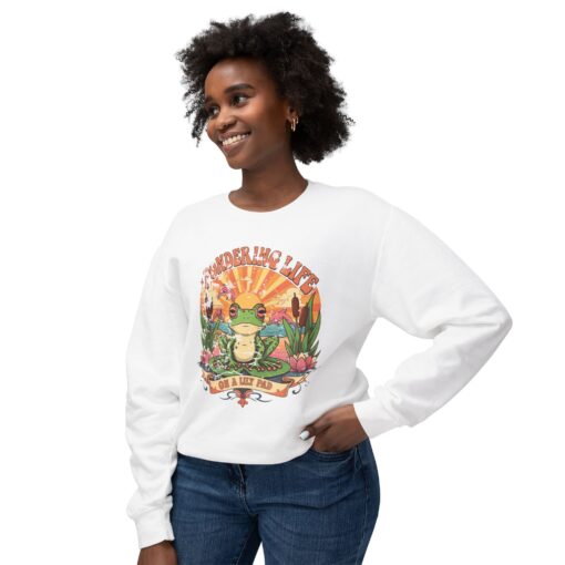 Pondering life Unisex Lightweight Crewneck Sweatshirt - Image 3