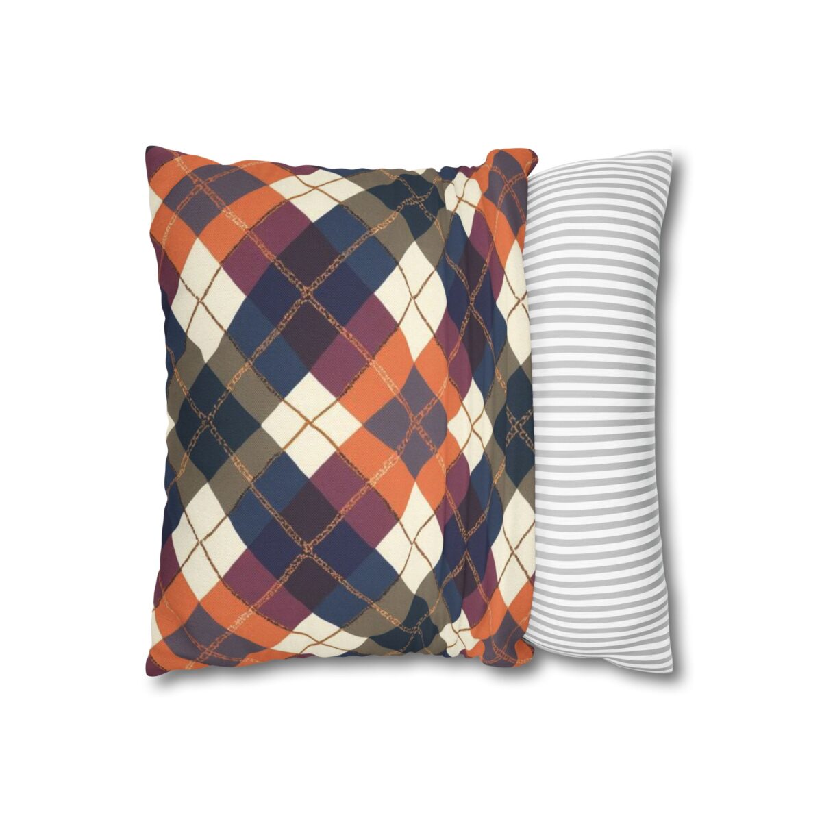 Warm Harvest Argyle Spun Polyester Square Pillowcase - Image 4