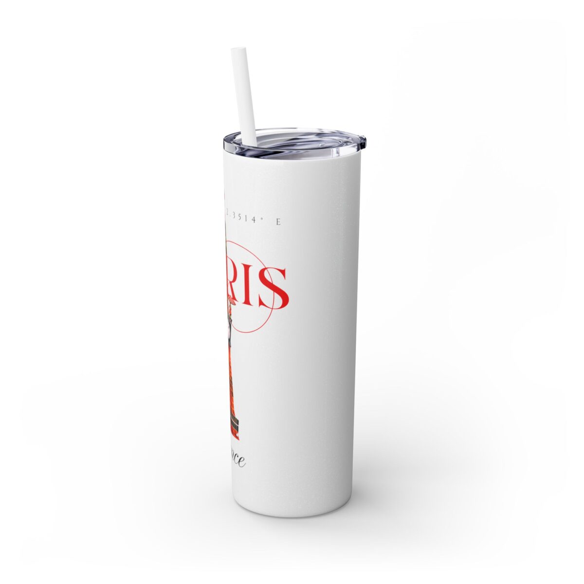 Paris Glitter Skinny Tumbler with Straw, 20oz - Image 4