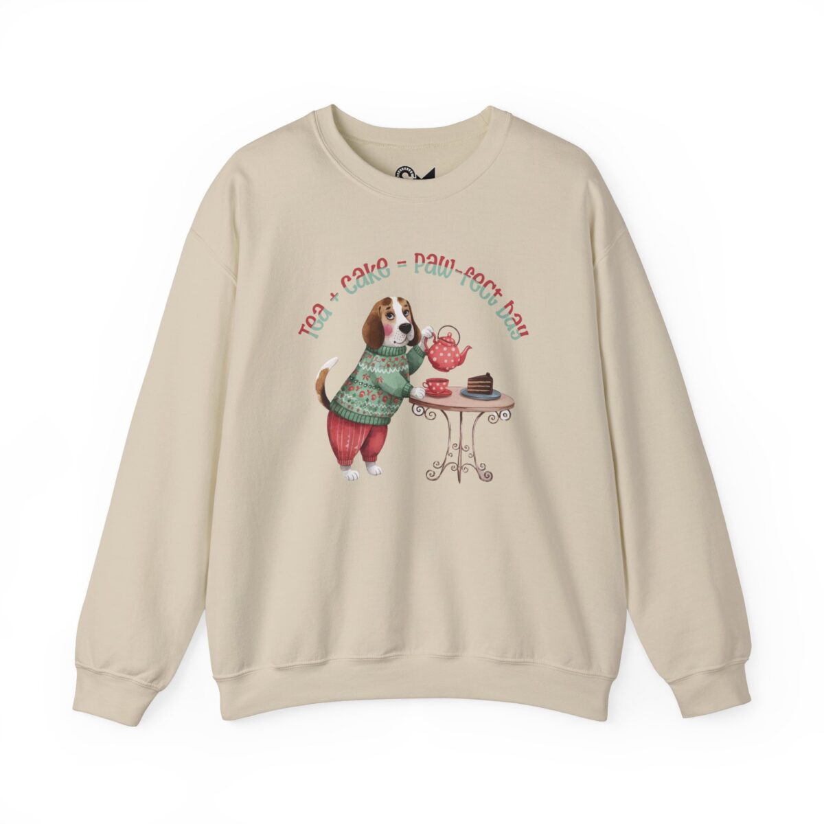 Tea + Cake = Paw-fect Day Unisex Heavy Blend™ Crewneck Sweatshirt - Image 9