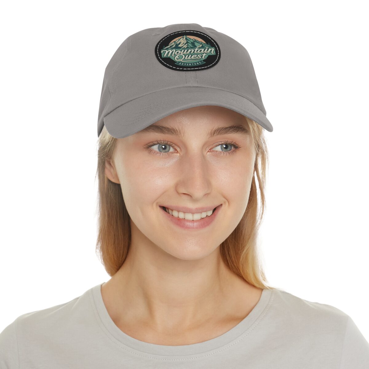 Where Mountains Meet Your Spirit Dad Hat with Leather Patch (Round) - Image 28