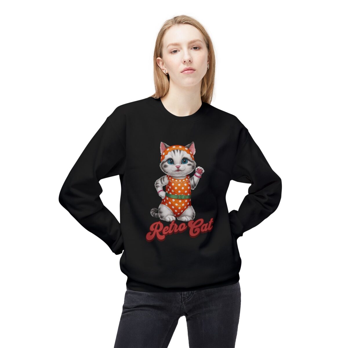 Retro Cat Unisex Midweight Softstyle Fleece Crewneck Sweatshirt - Image 15
