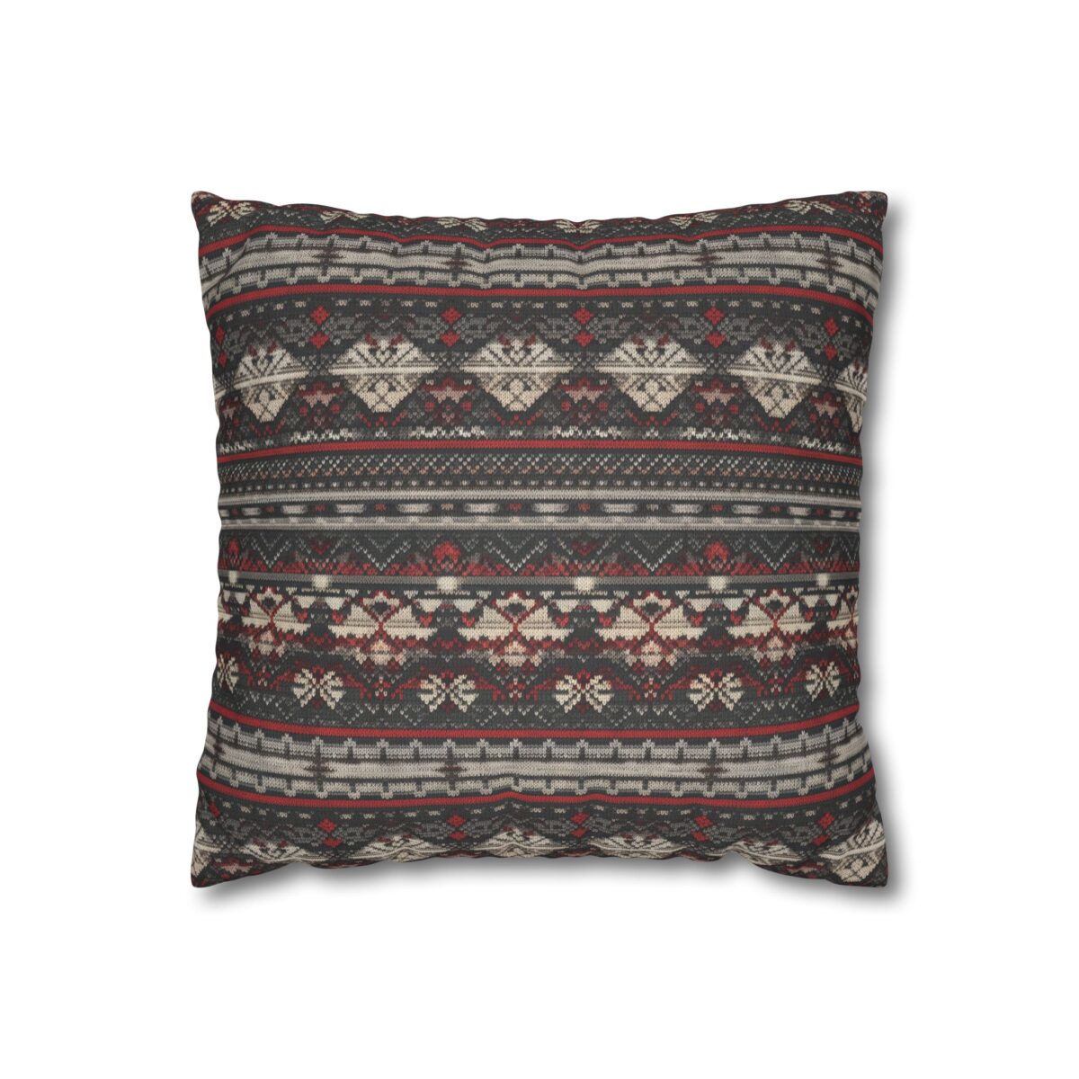 Nordic Knit Pattern Faux Suede Square Pillowcase