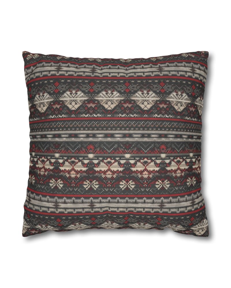 Nordic Knit Pattern Faux Suede Square Pillowcase