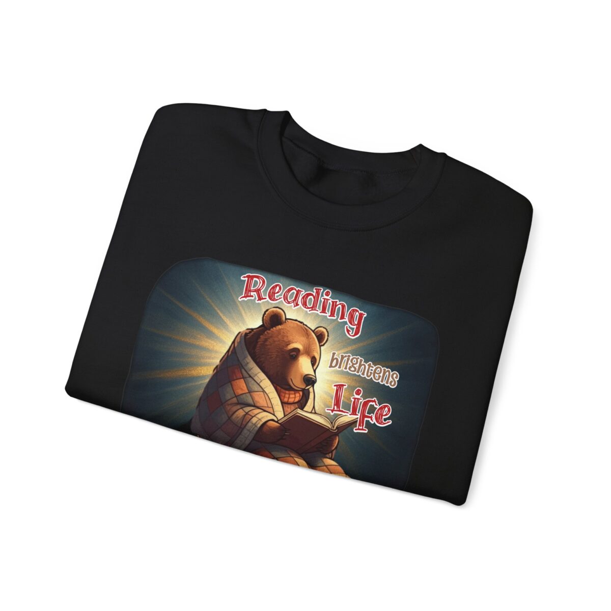 Reading brightens life, even the bear Unisex Heavy Blend™ Crewneck Sweatshirt - Image 3